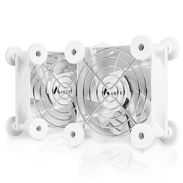 ANEXT USB Fan Dual Pack 80mm Silent Fans for Computer Receiver DVR PlayStation Xbox White