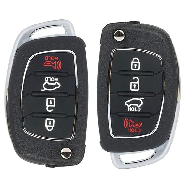 ANGLEWIDE Key Fob Keyless Entry Remote Replacement for 2015 to 2017 Hyundai Sonata 4 Buttons Black 2pad