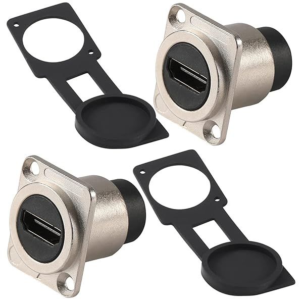 ANMBEST 2PCS HDMI Waterproof Connector - Metal Shell M25 Female Coupler with Dust Cap for Panel Mounting