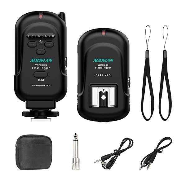 Buy AODELAN Wireless Flash Trigger Set - Transmitter & Receiver for Speedlite with 3.5mm PC Connection