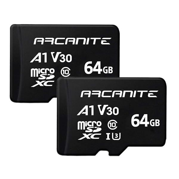 ARCANITE 2-Pack 64GB microSDXC Memory Card A1 UHS-I U3 V30 4K C10 High Speed Optimal Read Speeds Up to 90 MB/s
