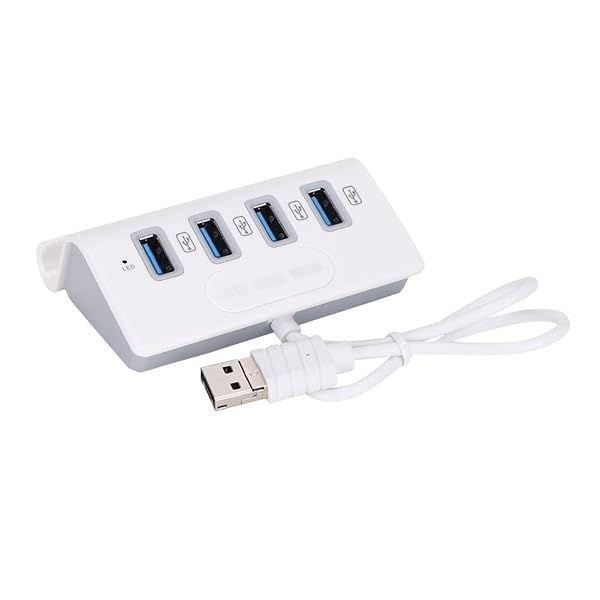 ASHATA 4 Port USB Hub Adapter for Phone Tablet Desktop and BYEASY USB C to USB 2.0 Hub for MAC OS Windows Linux White