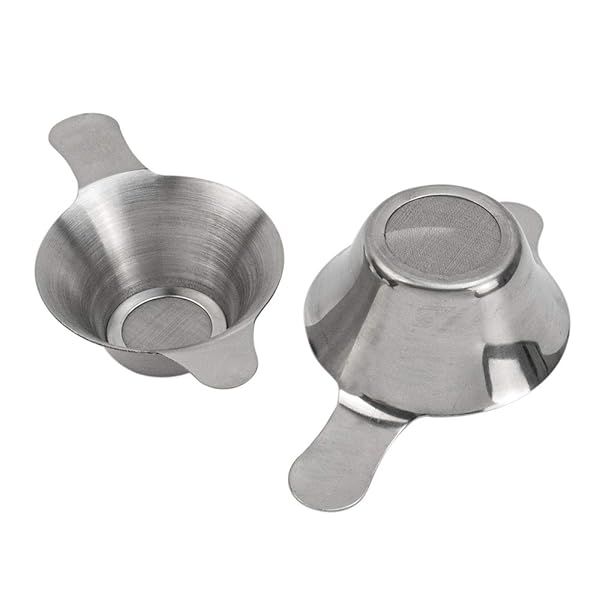 AUEAR 2 Pack Stainless Steel Mini Strainer Fine Mesh Tea Funnel Coffee Filter with Double Handles