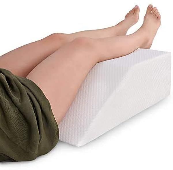 Abco Tech 8in Leg Elevation Pillow - Memory Foam Support for Pain Relief & Swelling - Washable Cover for Comfort