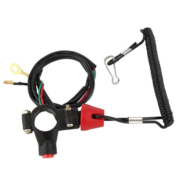 Universal 12V Engine Kill Switch Tether for Motorcycle, ATV, Dirt Bike & Boat - Safety Cord Lanyard Stop Switch