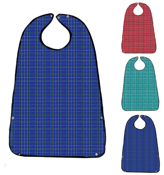 Adult Bibs for Eating 3 Pack Washable Reusable Waterproof Clothing Protector with Crumb Catcher for Seniors Unisex 30L x 19.5W