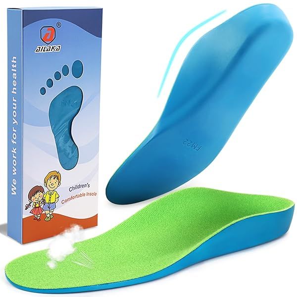Ailaka Kids Orthotic Arch Support Insoles for Flat Feet Overpronation and Plantar Fasciitis Comfortable PU Foam Cushioning Shoe Inserts