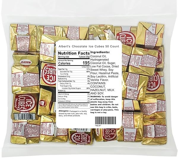 Albert's Chocolate Ice Cubes 50 Count - Delicious 16 oz Treats for Every Occasion!