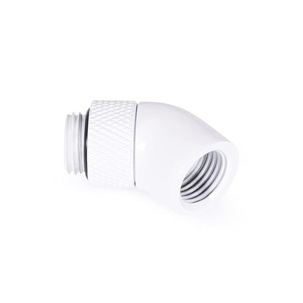 Alphacool 17487 Eiszapfen 45 Degree Rotatable G1/4 Angled Adaptor White for Efficient Liquid Cooling Solutions