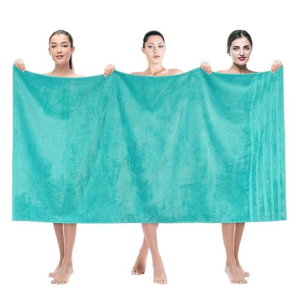 American Soft Linen 35x70 Jumbo Bath Towels - 100% Cotton Turkish Luxury for Bathroom, Beach & Pool - Turquoise