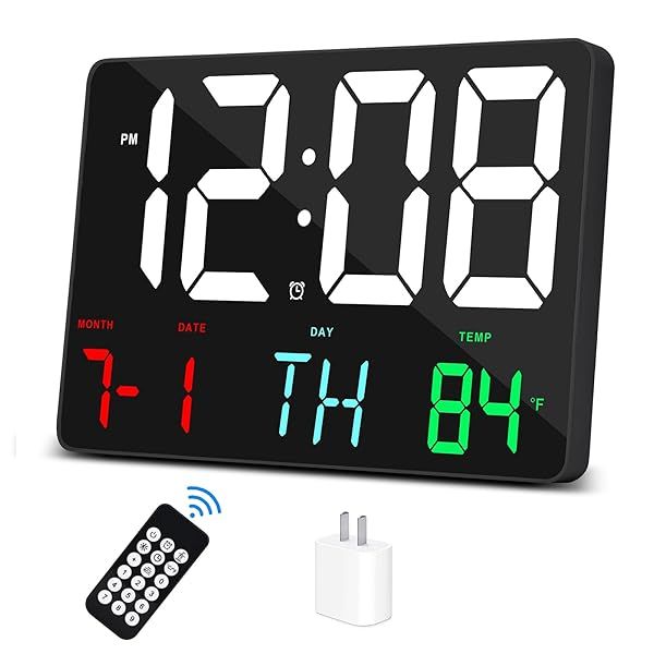 Amgico Digital Alarm Clock with Snooze and Temperature 11.5 Inch Large Display for Bedroom Office Home Classroom Kids and Elderly