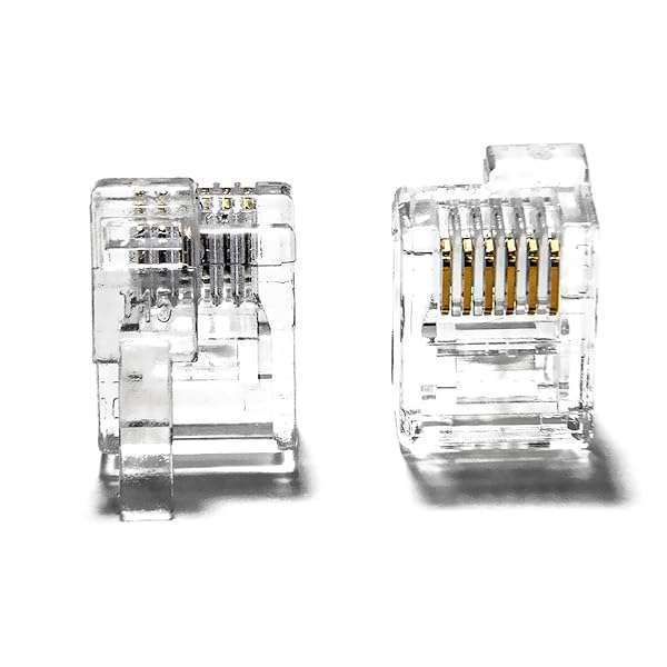 AmzPRO RJ12 6P6C Modular Plugs with Left Latch Offset Tab - 12 Pack for Reliable Networking