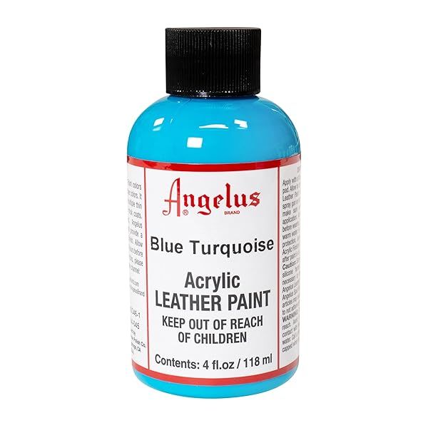 Angelus Acrylic Leather Paint 4oz - Vibrant Blue Turquoise for Custom Art & Craft Projects