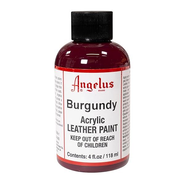 Angelus Acrylic Leather Paint 4 oz - Burgundy | Premium Quality for Custom Leather Projects
