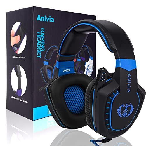 Anivia AH28 Wired Over Ear Headphones with Microphone - Noise Isolating Gaming Headset for Multi-Platform Use
