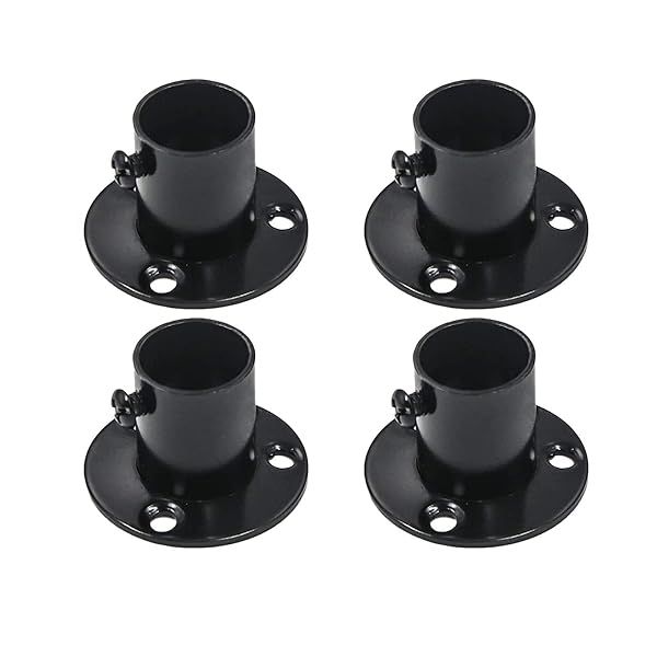 Antrader 075 Inch Stainless Steel Matte Black Adjustable Closet Rod Flange Holder Shower Socket Bracket Support Pack of 4
