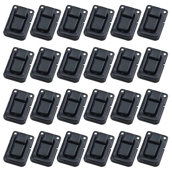 Antrader 24pcs Mini Hasp Clasp Latch Lock for Toolbox Gift Box Suitcase 1.5 x 1 x 0.35 with Screws Black