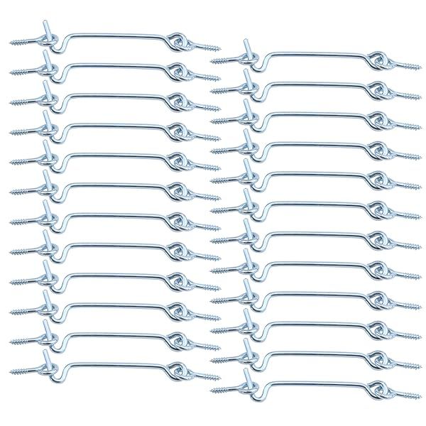Antrader 3 Inch Zinc Plated Steel Hook and Eye Latch for Wood Gates and Window Screens 24-Pack
