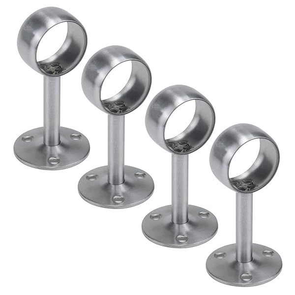 Antrader 4-Pack Stainless Steel Wardrobe Closet Rod Support Bracket 1.26 Inch Diameter Silver Tone