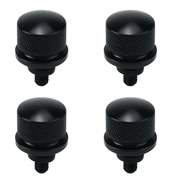 Antrader 4Pcs Aluminum Seat Bolt Chrome Knurled Billet Screw for Sportster Street Glide Motorcycle Accessories Black Upgrade