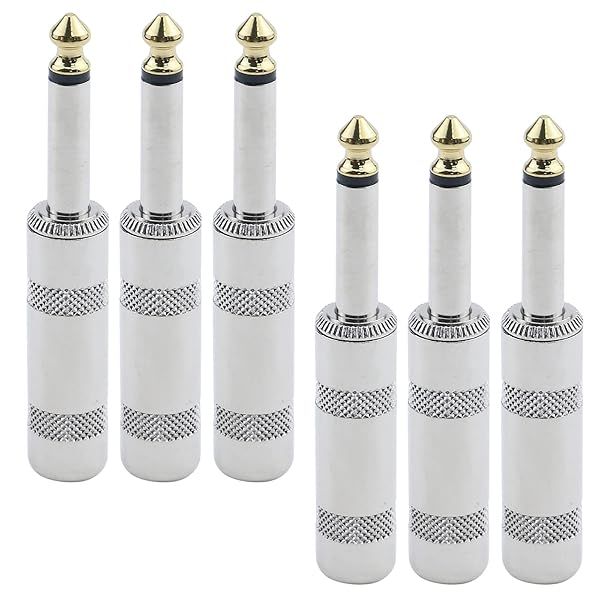 Antrader Audio Premium 6.3mm Male 1/4 Inch TS Mono Phone Plugs for Speaker Cables Pack of 6