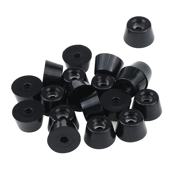 Antrader Rubber Feet 24 Pack Black Bumper Pads Tapered with Washers 1 inch x 0.6 inch for Furniture Protection