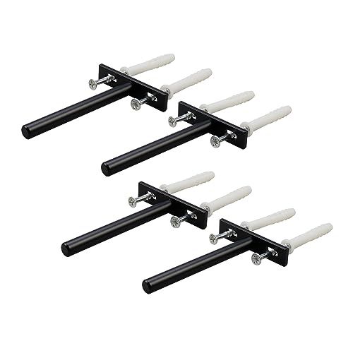 Antrader Set of 4 Floating Shelf Brackets 4 Inch Deep Concealed Support for Wood Shelves Matte Black with Screws and Anchors Included