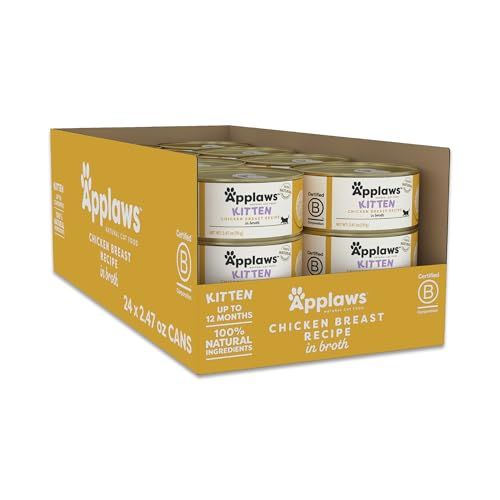 Applaws Natural Wet Kitten Food: Limited Ingredient Chicken Breast in Broth (24 Cans) - No Additives, Healthy & Delicious!