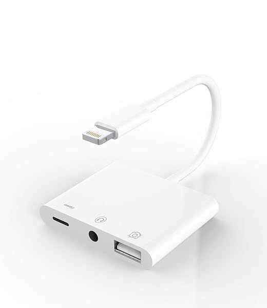 Apple Certified iPhone Headphone Adapter: 3.5mm AUX & Charger Extender Dongle for Lightning to USB OTG Connection