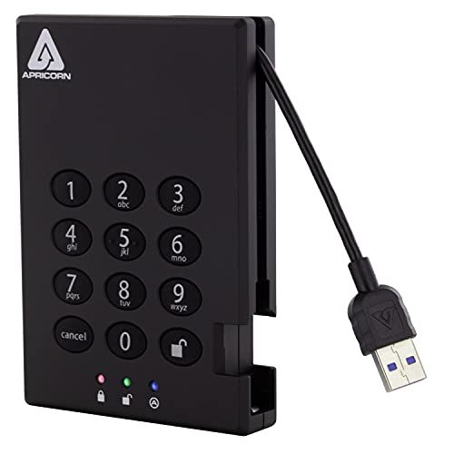 Apricorn 2TB Aegis Padlock: Secure USB 3.0 External Hard Drive with 256-Bit AES Encryption