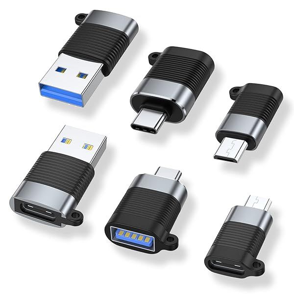 AreMe USB C Adapter (6 Pack), Micro USB Male to USB C Female Adapter, USB 3.0 to Type C Converter Connector