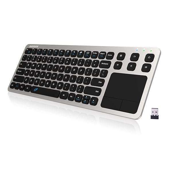 Arteck 2.4G Wireless Touch Keyboard: Compact Full-Size with Touchpad for Smart TVs & Computers