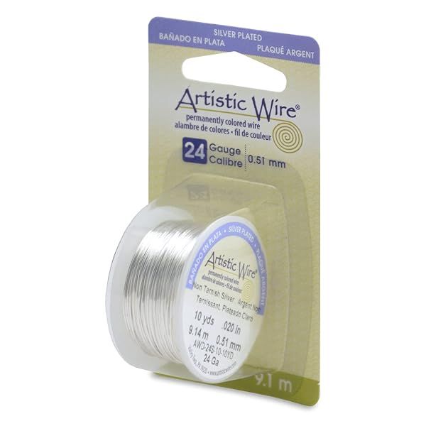 Artistic Wire 24 Gauge Colored Wire - 10 Yards Natural Non-Tarnish Silver for Crafting & Jewelry Making