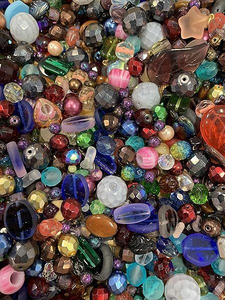 Colorful Assorted Glass Beads for Jewelry Making & Crafts - 4-18mm Bulk Mix, Half Pound