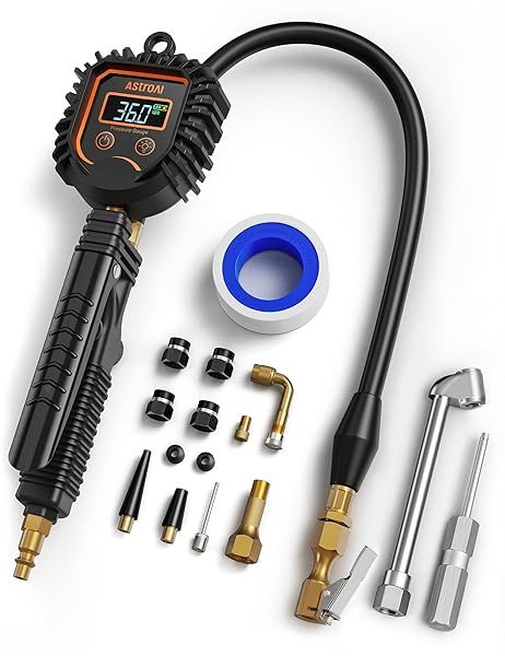 AstroAI Digital Tire Inflator with Pressure Gauge, 250PSI Air Chuck and Compressor Accessories Heavy Duty Tire Pressure Gauge Compatible with Bicycle
