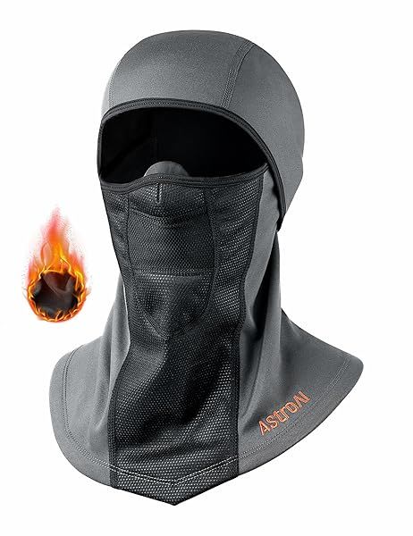 AstroAI Windproof Ski Mask Balaclava for Cold Weather Breathable Stretchable Winter Face Mask for Skiing and Snowboarding Gray