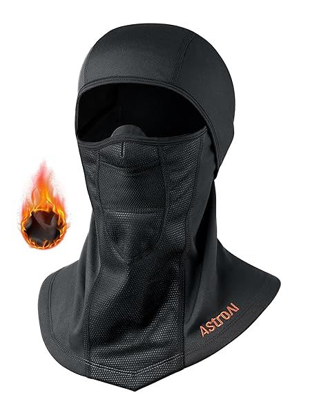 AstroAI Windproof Ski Mask Balaclava for Cold Weather Breathable Stretchable Winter Face Mask for Skiing and Snowboarding Black