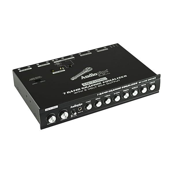 Audiopipe 7 Band Graphic Equalizer with HiLo 9V Line Driver EQ-710HL for Superior Sound Control