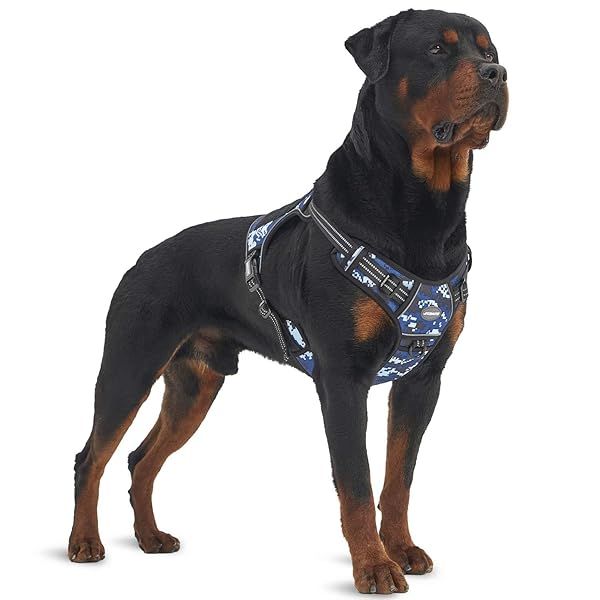 Auroth Tactical Dog Training Harness No Pull Front Clip Reflective K9 Vest Easy Control for Small Medium Large Dogs Blue Camo