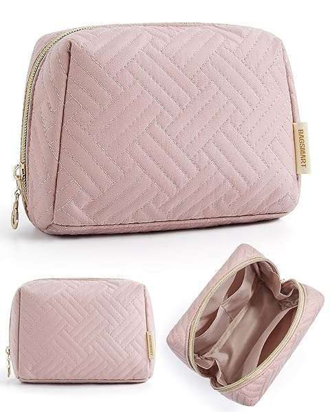 Buy BAGSMART Small Makeup Bag - Water-Resistant Travel Cosmetic Pouch for Women | Perfect Dorm Room & Travel Essentials in Pink