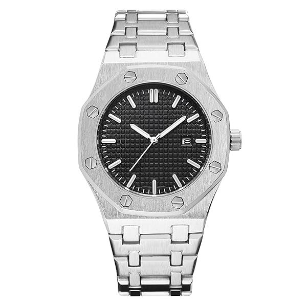 BARAMON Men's Watches, Royalty Stainless Steel Quartz Movement Date Male Clock Waterproof Luminous Hands Casual Business Wrist Watches for Men