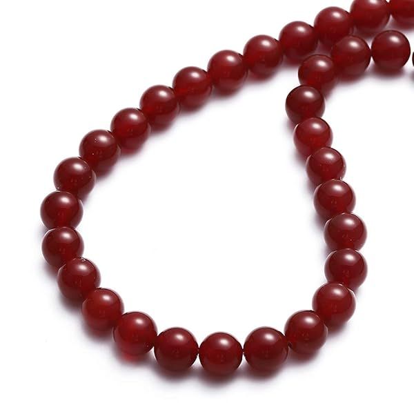BEADIA 8MM Natural Red Agate Loose Beads - 44PCS Semi Gemstone for Jewelry Making