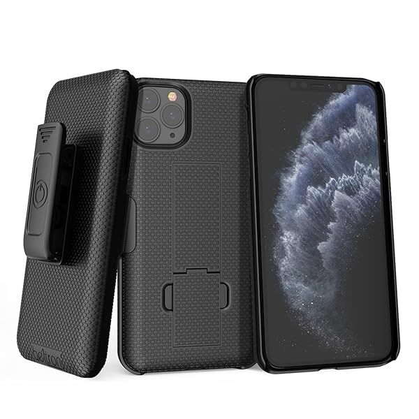 BELTRON Slim Fit Case with Belt Clip for iPhone 12 Pro Max Protective Shell and Kickstand Holster Combo in Black
