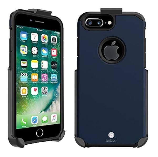 BELTRON Slim Heavy Duty Case with Belt Clip for iPhone 8 Plus 7 Plus Midnight Blue Full Protection and Rotating Kickstand