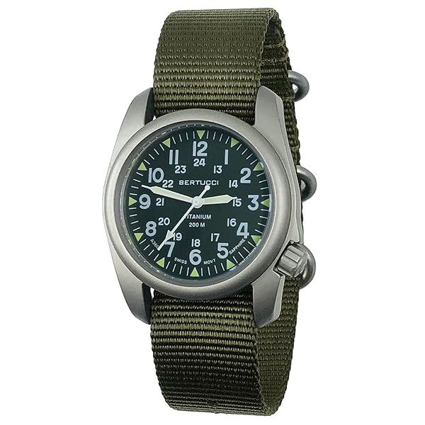 BERTUCCI A-2T Vintage Watch Green Dial Swiss Luminous Technology U.S Military Design Titanium Performance 12030