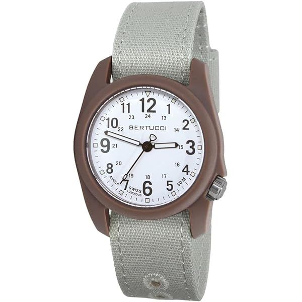 BERTUCCI DX3 Canvas Watch White Ombra Brown Dark Khaki Stylish Durable Timepiece