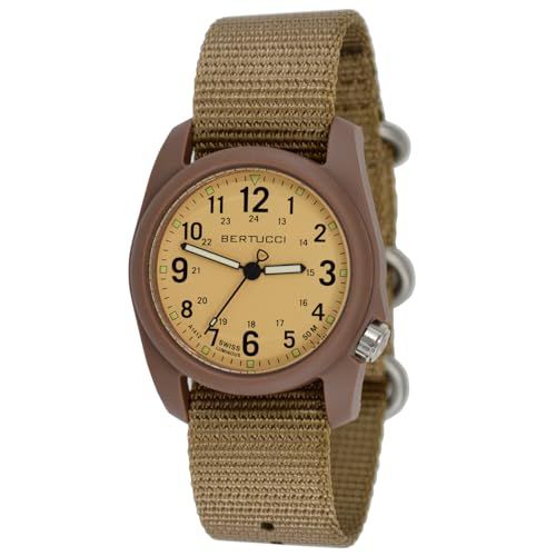 BERTUCCI Field Watch DX3 Coyote Dial Dark Khaki Case Nylon Band 11021 for Outdoor Adventures