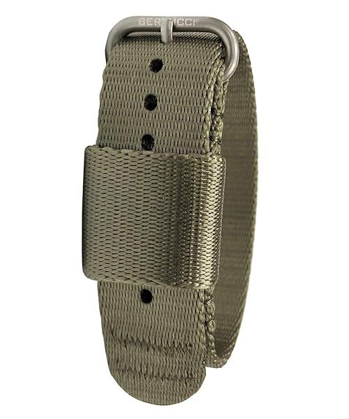 BERTUCCI Men's G-Type Comfort-Webb 19mm Nylon Watch Band with Matte Stainless Steel Buckle in Field Drab Color