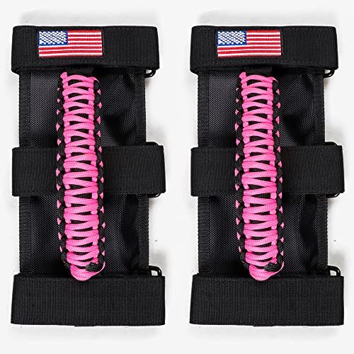 BESTAOO 2 x Roll Bar Grab Handles Paracord Grip Handle for Jeep Wrangler YJ TJ JK JL and Gladiator JT 1955-2022 UTV ATV, Fit for 2 to 4-inch Roll