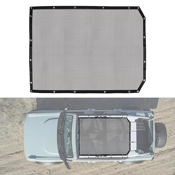 BESTAOO Sunshade for Ford Bronco Accessories 2021 2022 2023 2024 2025 4 Door, Front and Rear Full Length Mesh Sun Shade Bimini Top Cover for Bronco 4